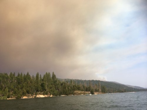 smoke from the Creek Fire at Bass Lake